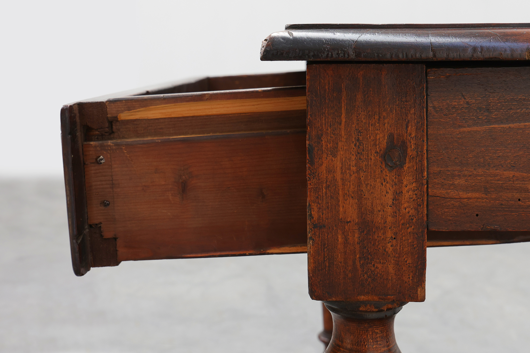 French Louis XIII Walnut Side Table with Drawer and Turned Legs, circa 1850thumbnail